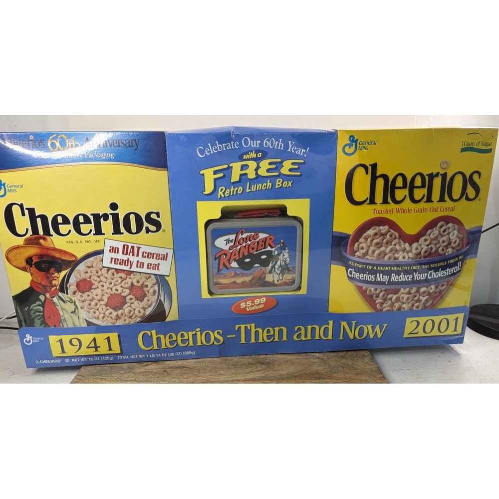 Cheerios 60 Anniversary The Lone Ranger 1941-2001 Lunch Box 2 Cereals Sealed